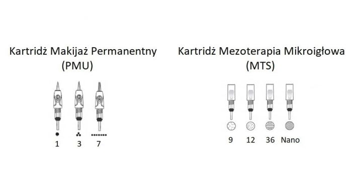 Dermapen Stamp MYM Mezoterapia Mikroigłowa + 6 sztuk + Kwas