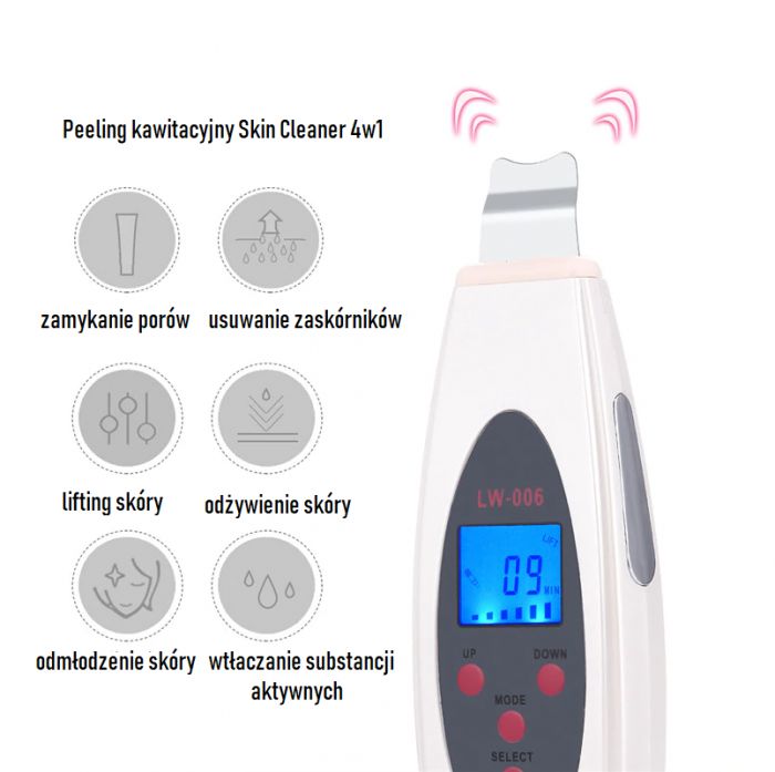 Peeling kawitacyjny Skin Cleaner 4w1 LCD