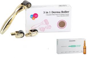Dermaroller-Serum Derma roller 3w1 do twarzy - ciała - pod oczy + Witamina C SERUM